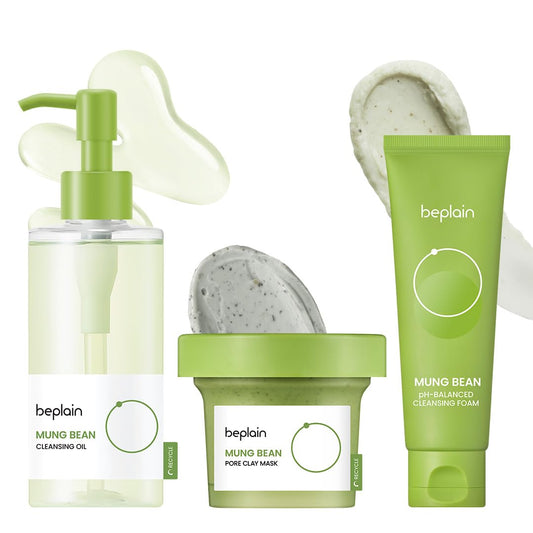 beplain Mung Bean Cleansing Oil & Cleansing Foam & Clay Mask