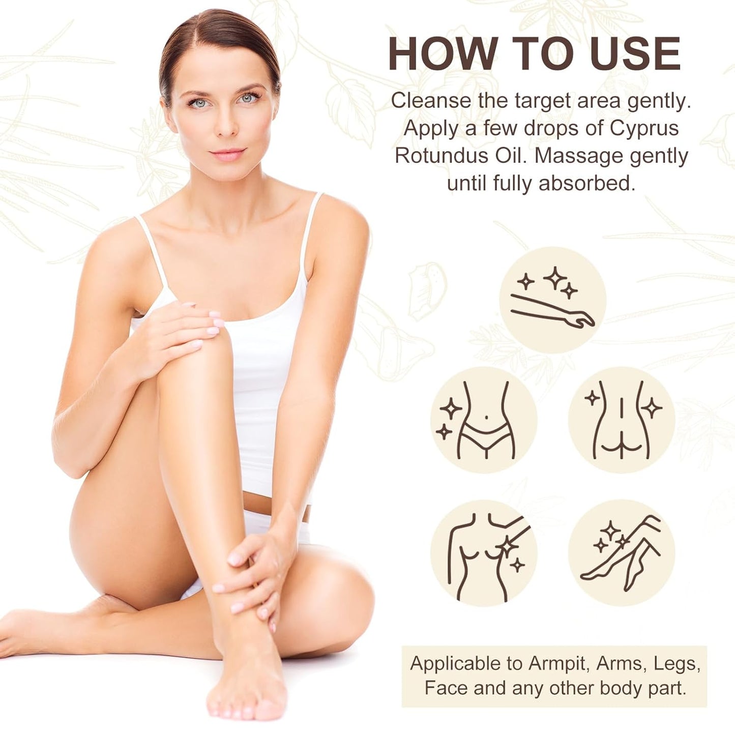 Cyperus Rotundus Oil - 60ml For Hair Removal, Moisturizing & Soothing for All Skin Types.