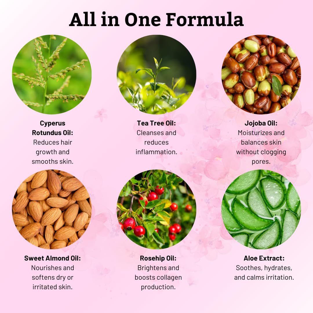 Cyperus Rotundus Oil - 60ml For Hair Removal, Moisturizing & Soothing for All Skin Types.