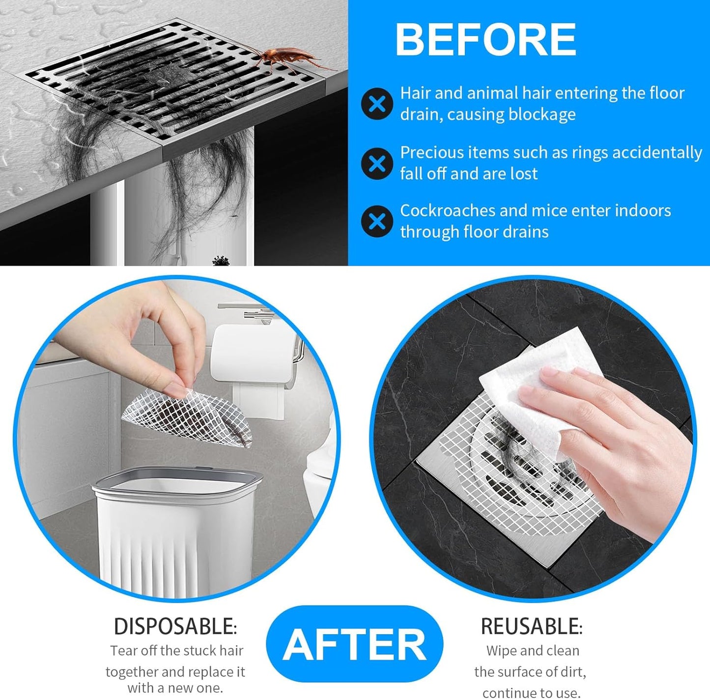50Pcs Disposable Mesh Drain Stickers For Bathroom, Kitchen Sink, Washing Basin