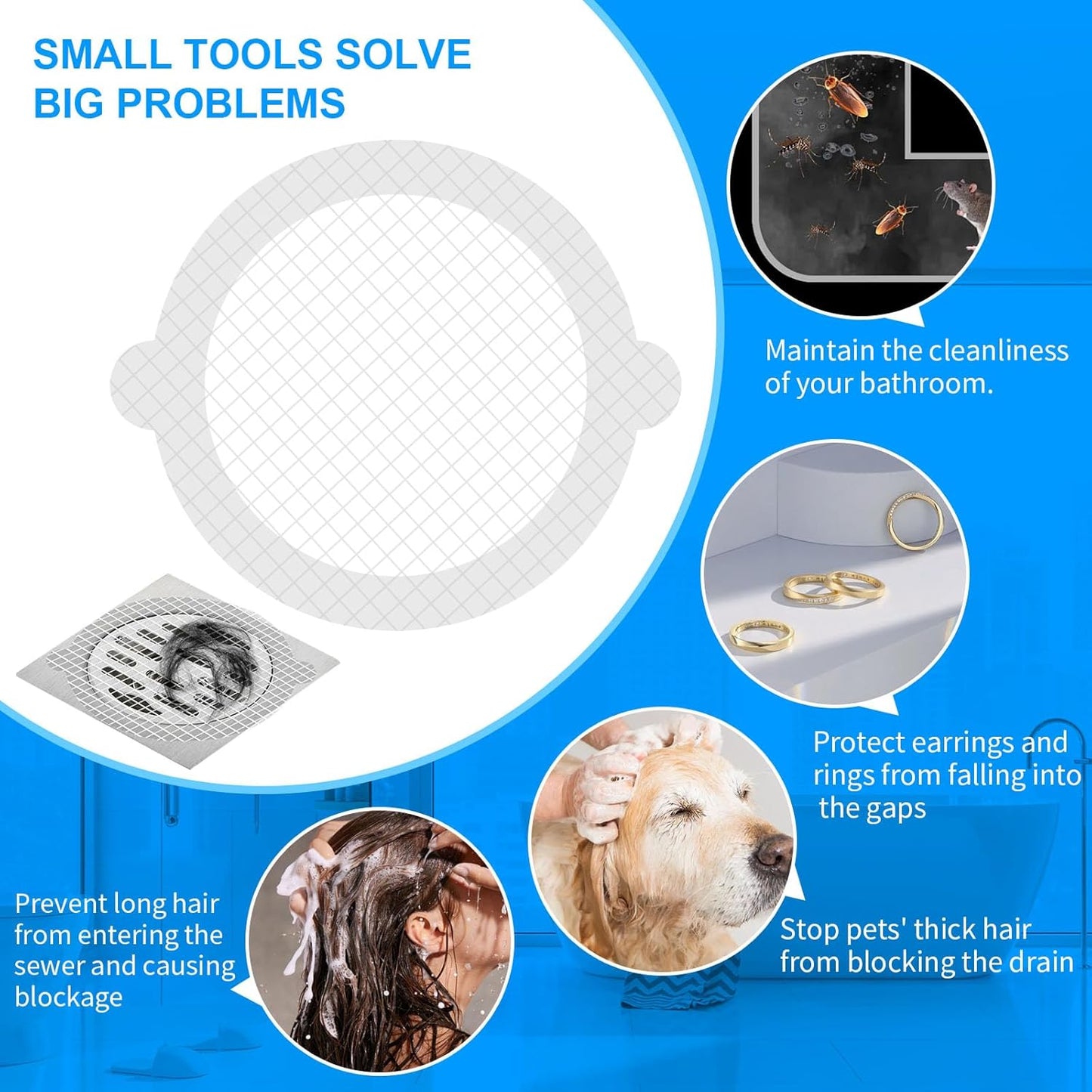 50Pcs Disposable Mesh Drain Stickers For Bathroom, Kitchen Sink, Washing Basin